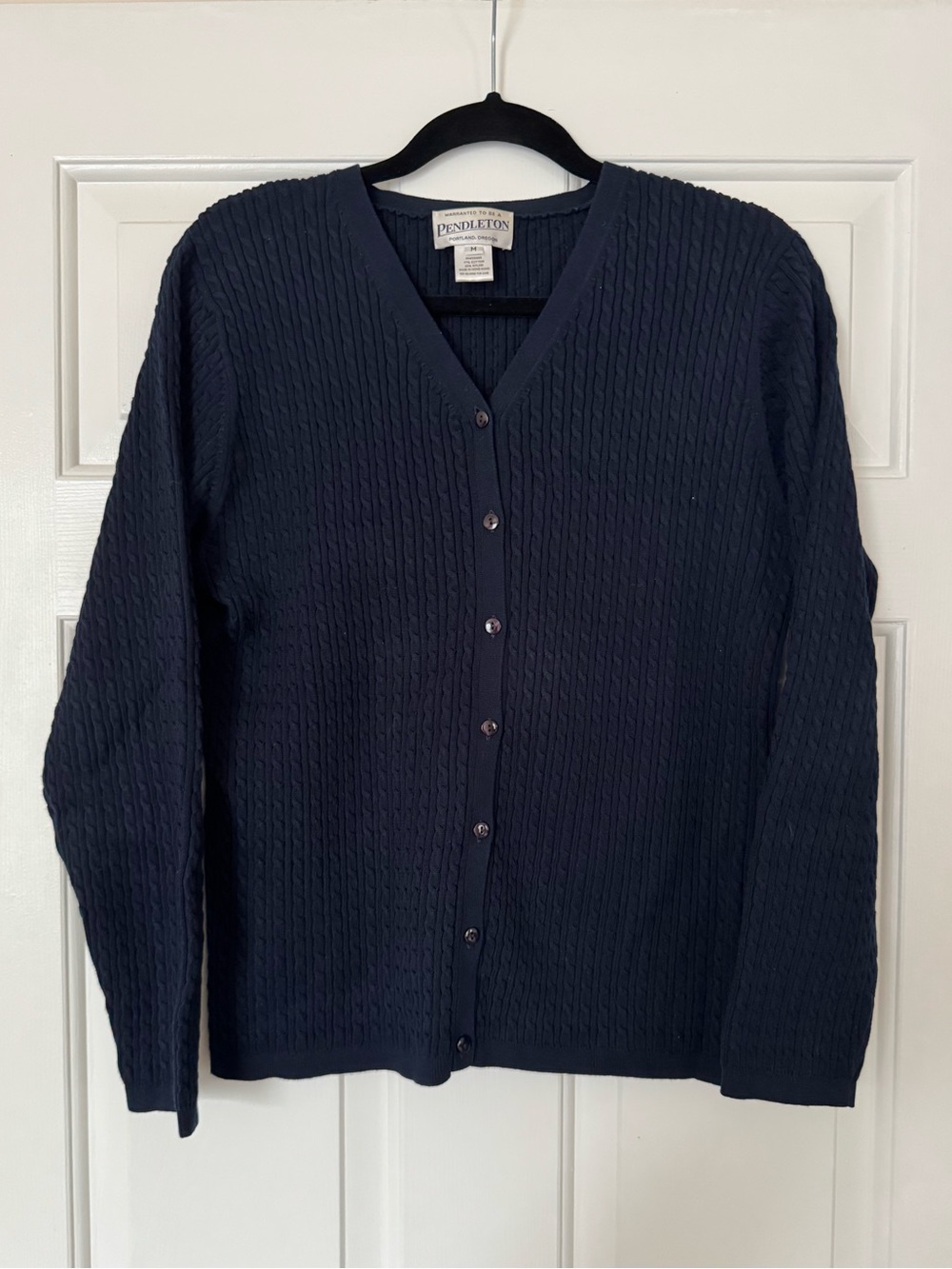 Pendleton Navy Cable Knit Cardigan